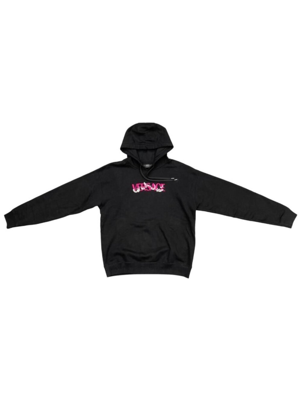Versace Hoodie Logo Sweatshirt M Cotton Black Pink